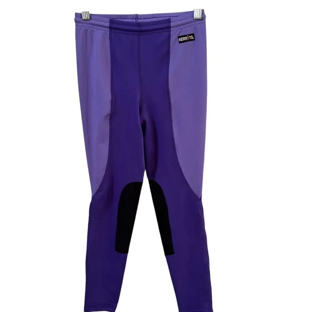 Kerrits  Kids Flow Rise Riding  Tights in Purple and Black XL